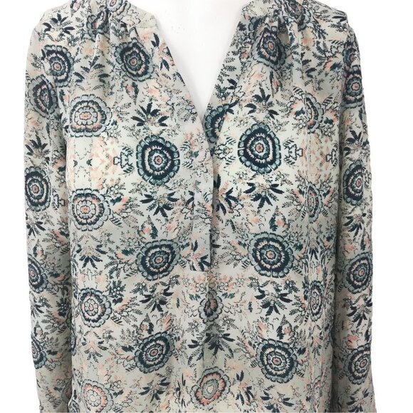 Maurices Sheer Popover Boho Blouse Size S Ethnic Floral Paisley 3/4 Sleeves - Picture 4 of 12